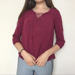 Red Flowy Blouse